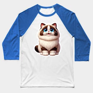 Happy Cat cartoon Baseball T-Shirt